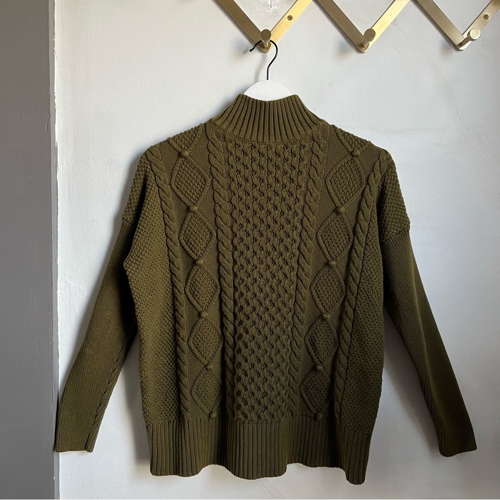 J.Crew Swingy Cable-Knit Mockneck Sweater